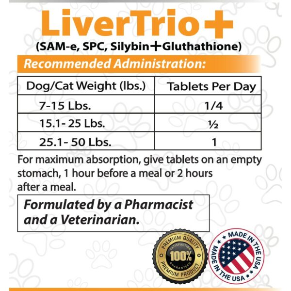 Livertrio Small Medium Dogs and Cats Dosing Label